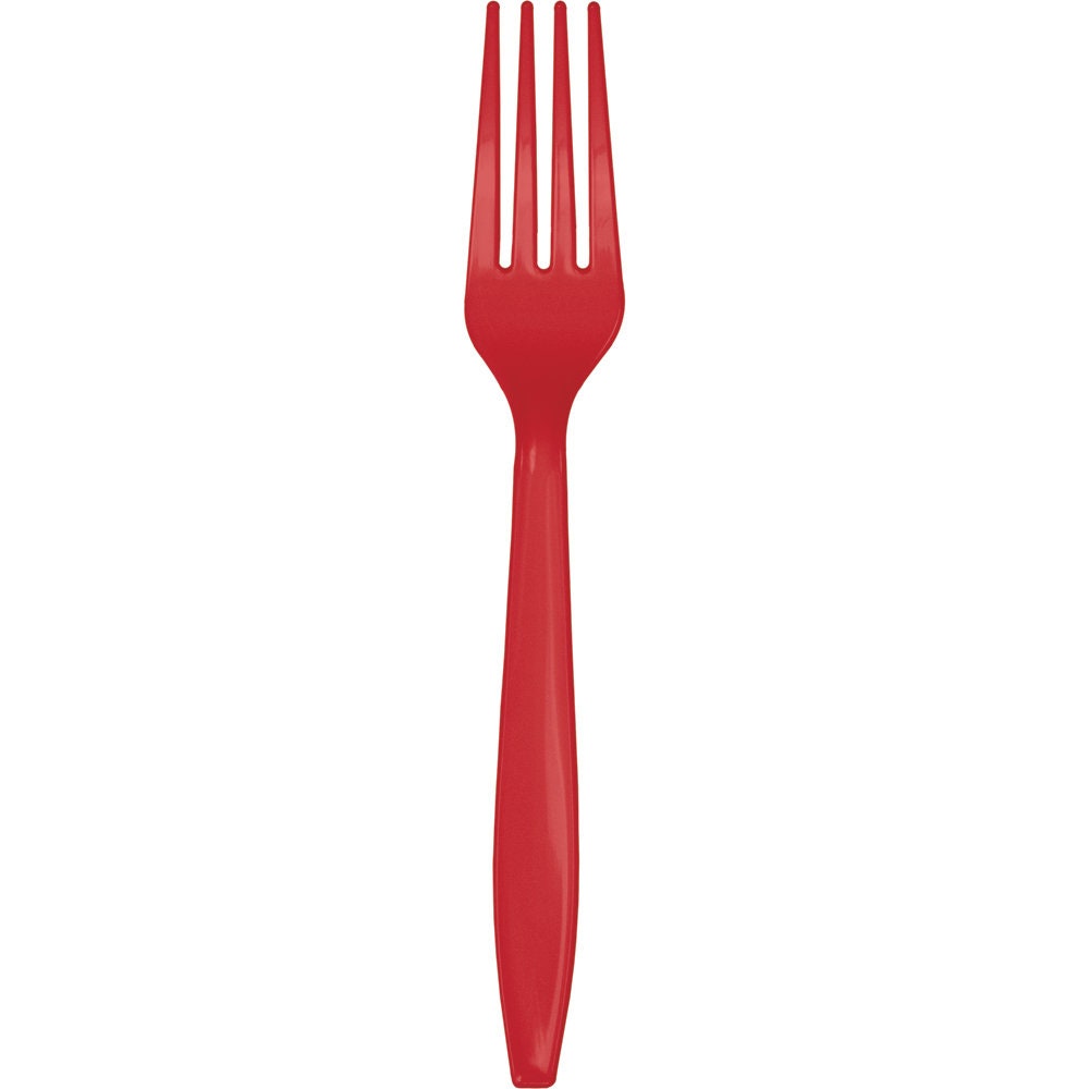 Classic Red Plastic Forks 24ct Red Plastic Cutlery Party Etsy