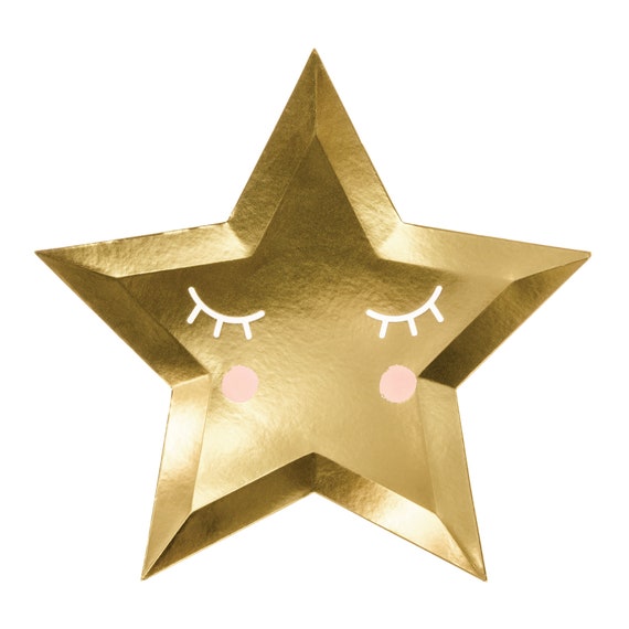 Gold Little Star Plates | Twinkle Twinkle Little Star Baby Shower | First Birthday | Baby Christening | To the Moon | Pack of 6 Paper Plates Il_570xn