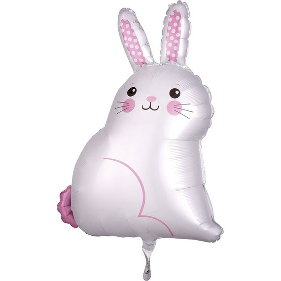White Easter Bunny Satin Balloon 22" | Bunny Baby Shower | Some Bunny is One First Birthday Party | Easter Rabbit Party Decorations Il_570xn
