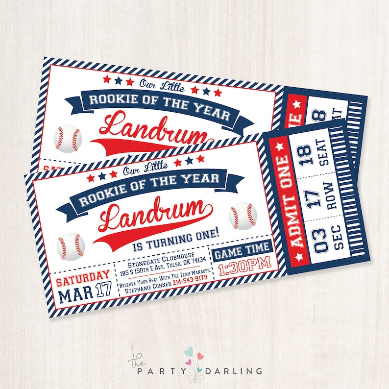 Baseball Ticket Invitation Baseball Birthday Baseball Baby Etsy