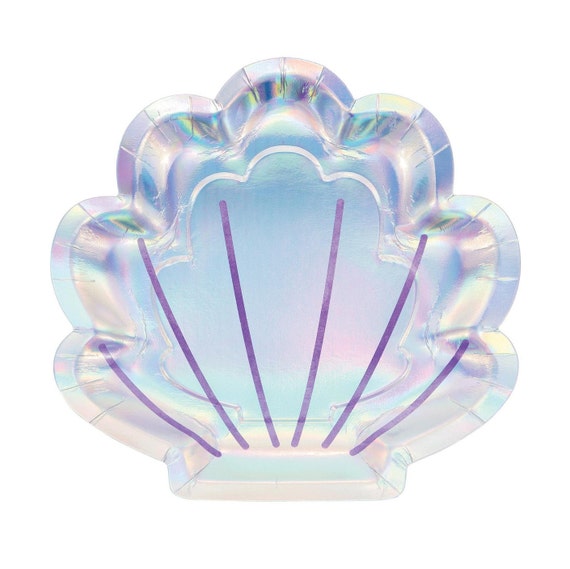 Shimmer Scallop Shell Dessert Plates 8pk | Girls Birthday | Under the Sea | Mermaid Decor | Summer Party | Small Plates Il_570xn