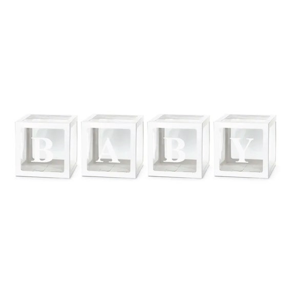 White Transparent Pop-Up Baby Block Decorations | Gender Reveal | Pregnancy Announcement | Baby Shower Photo Prop | Balloon Baby Boxes Il_570xn