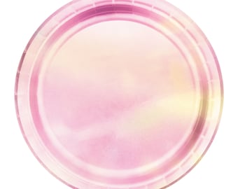 Iridescent Pink Lunch Plates (8ct) – Shimmery Tableware for Mermaid or Unicorn Party