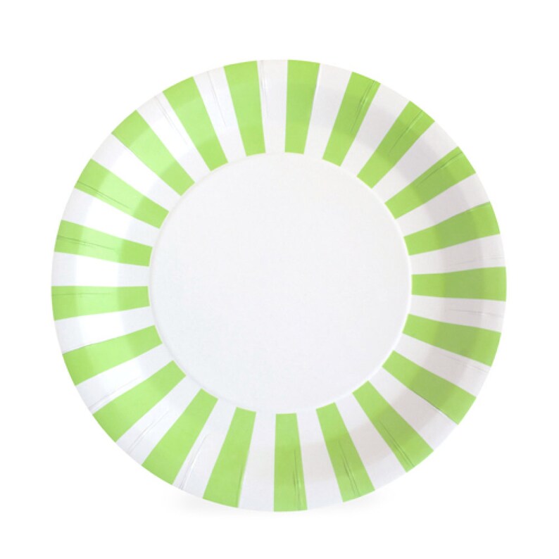 Plates Green & White Stripe Paper Plates 9 Premium Etsy