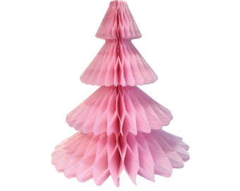 Pink Christmas Tree Honeycomb Paper Centerpiece 12in | Christmas Centerpiece | Christmas Mantle Decor | Winter Wonderland | Holiday Decor