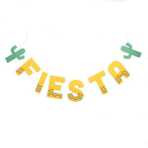 Fiesta Word Banner 3.5ft | Cinco de Mayo Birthday | Fiesta Decorations | Fiesta Hanging Banner | Taco Bar Banner | Cactus Party Decor Il_570xn