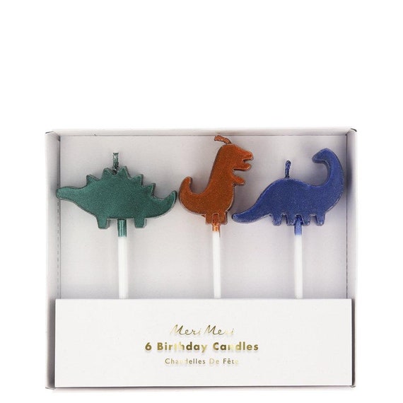 Dinosaur Kingdom Birthday Candles | Jurassic World | Dinosaur Cake Toppers | Dino Baby Shower | Three Rex Birthday | 6 Meri Meri Wax Candles Il_570xn