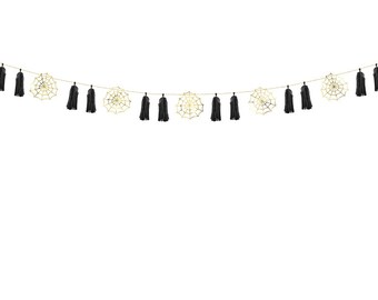 Gold Spiderweb Halloween Tassel Garland – DIY Hanging or Spooky Party Decoration