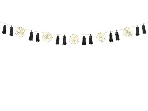 Gold Spiderweb Tassel Garland | Kids Halloween Party Decorations | Halloween Birthday | Halloween Tassel Banner | DIY Hanging Decorations Il_570xn