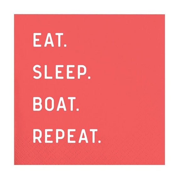 Eat Sleep Boat Repeat Beverage Napkins | Lake Life Hostess Gift | Lake Birthday Decor | Boat Life Cocktail Napkins | 20 Paper Napkins Il_570xn