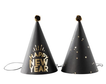 Happy New Year Party Hats 8ct | New Year's Eve Party | New Year's Eve Wedding | New Year's Eve Decor | NYE Photo Booth | NYE Party Favors