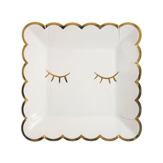 Gold Foil Blink Small Plates 7.5" | Slumber Party | Sleepover Party | Unicorn Party | Pack of 8 Meri Meri Plates Il_570xn