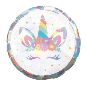 Unicorn Face Balloon 18&quot; | Unicorn Birthday Party | Unicorn Baby Shower | Unicorn Party Decor | Rainbow Party | Mylar Balloon
