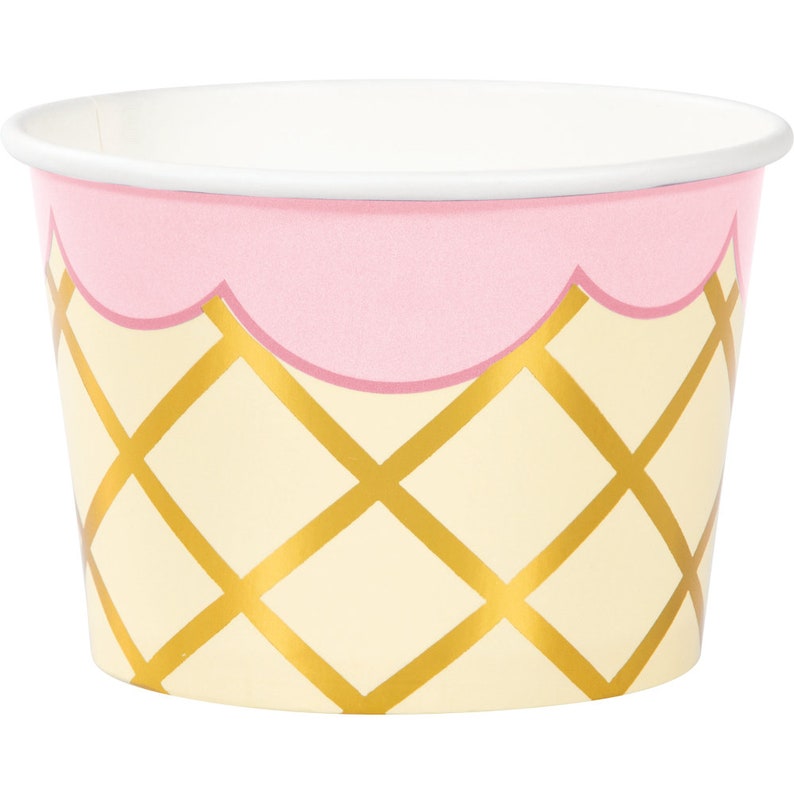 Ice Cream Cup with Spoons 8ct Ice Cream Party Decor Girls Birthday Party Ice Cream Food Cups Summer Birthday Ice Cream Cups image 2