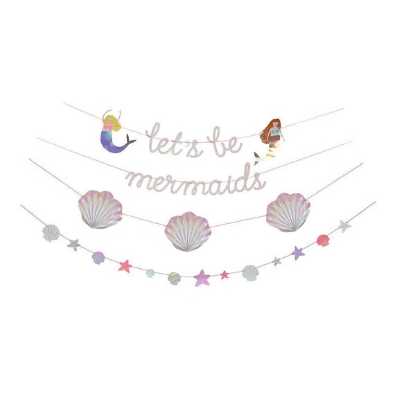 Let's Be Mermaids Garland | Mermaid Birthday Party Banner | Under the Sea Decorations | Little Mermaid Decor | Meri Meri Birthday Banner Il_570xn