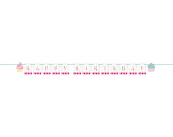 Cupcake Birthday Banner 8ft – Sweet Shoppe Party Garland for Baking, Ice Cream Birthday Theme