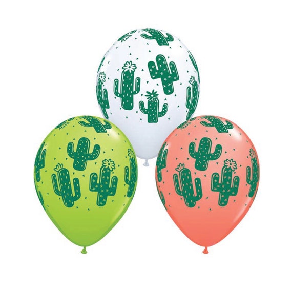 Colorful Cactus Latex Balloons 6ct | Fiesta Party Decor | Cinco de Mayo Decorations | Fiesta Baby Shower | Taco Bar | Fiesta Bridal Shower Il_570xn