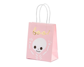 Pink Halloween Boo Favor Bags 6ct | Kids Halloween Party Decorations | Pink Halloween Birthday | Trick-Or-Treat Bags | Treat Bags