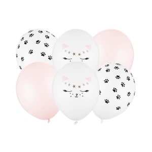 Kitty Cat Balloon Bouquet | Kitten Balloons | Kitty Cat Birthday Party | Pink Cat Balloon | Cat Party Decor | Kitten Baby Shower | Pack of 6