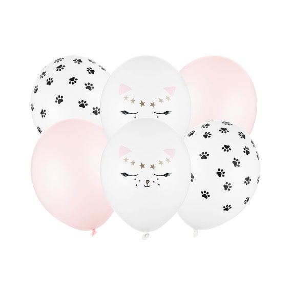 Kitty Cat Balloon Bouquet | Kitten Balloons | Kitty Cat Birthday Party | Pink Cat Balloon | Cat Party Decor | Kitten Baby Shower | Pack of 6 Il_570xn