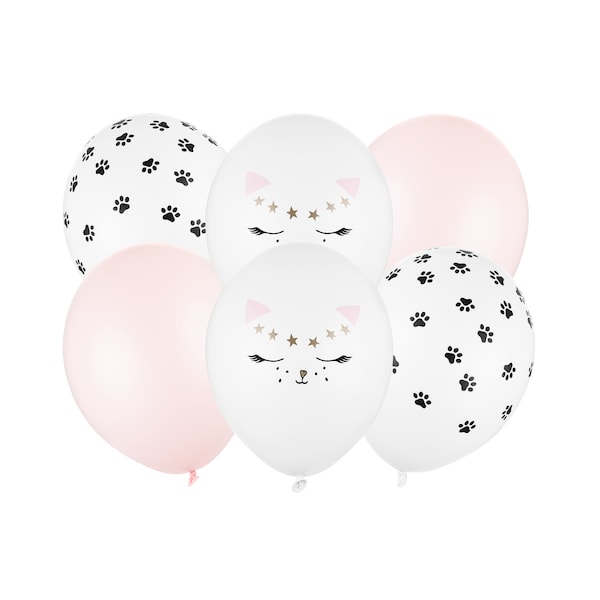 Kitty Cat Balloon Bouquet | Kitten Balloons | Kitty Cat Birthday Party | Pink Cat Balloon | Cat Party Decor | Kitten Baby Shower | Pack of 6