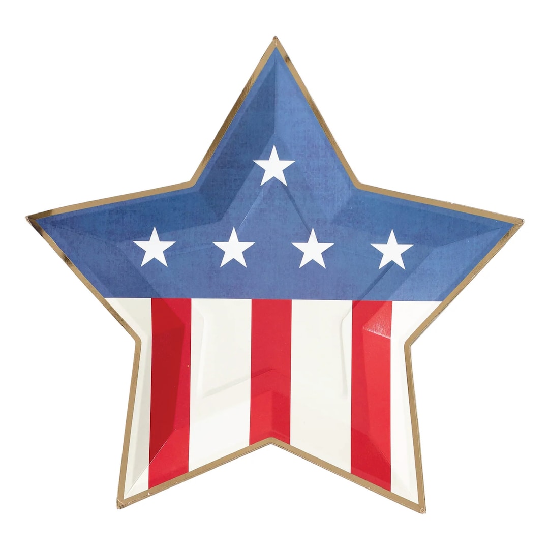 Patriotic Stars & Stripes Star Dessert Plates