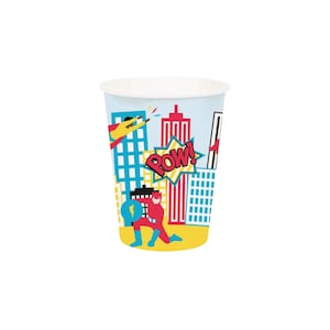 Comic Book Superhero Paper Cups 8ct | Superhero Birthday Party | Superhero Cups | Superhero Party Decor | Superhero Baby Shower