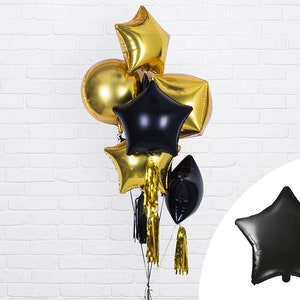 Black Happy Birthday Star Balloon 15.5in Birthday Party Decor Outer Space Birthday Milestone Birthday Balloon Superhero Birthday image 5