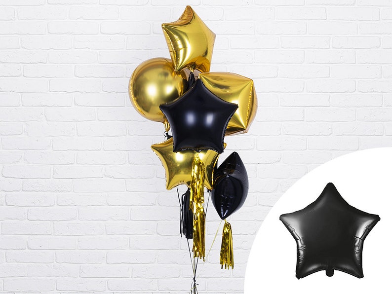 Black Happy Birthday Star Balloon 15.5in Birthday Party Decor Outer Space Birthday Milestone Birthday Balloon Superhero Birthday image 5