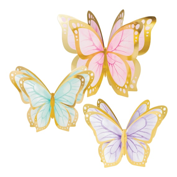 3D Butterfly Centerpieces 3ct | Butterfly Birthday Party | Little Butterfly Baby Shower | Pastel Butterfly Decor | Flutter on Over Il_570xn