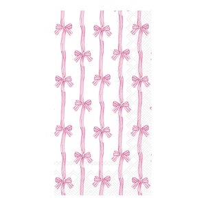 Pink Bow Stripes Guest Towels 16ct | Bow Baby Shower | Pink Baby Shower Napkins | Pink Bow Bridal Shower | Bow Party Decor | Bow Birthday