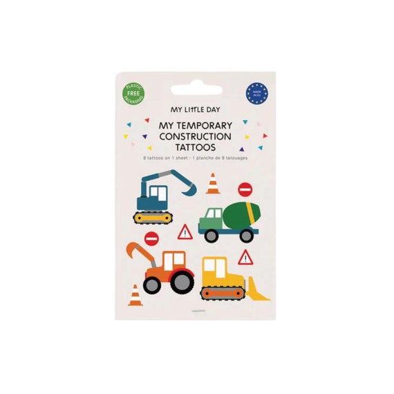 Construction Site Temporary Tattoos 8ct | Construction Birthday Favors | Dump Truck Party | Digging Being 3 | Construction Party Favor Il_570xn