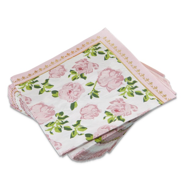 Pink Floral Tea Time Lunch Napkins 30ct | Tea for Two Birthday | Bridal Shower Tea Party | Floral Baby Shower | Easter Party Decorations