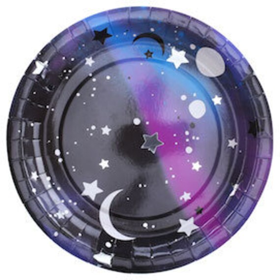 Moon and Star Galaxy Lunch Plates | Outer Space Party | Birthday Party | To The Moon & Back | Astronauts Party | Pack of 10 Plates Il_570xn