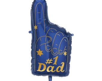 34in #1 Dad Blue Foam Finger Foil Balloon  | Father's Day Celebration | Dads Birthday Decor | Party Decorations | Father's Day Balloon