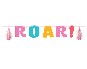 Girl Roar Dinosaur Banner 4.5ft | Pink Dinosaur Decor | Girl Dinosaur Birthday | Dinosaur Birthday Party Decorations | Girl Dinosaur Garland