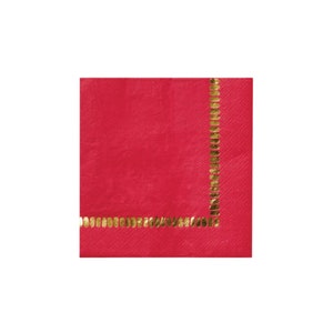 SALE | Red & Gold Brushstroke Dessert Napkins 25ct | Red and Gold Party Decor | Christmas Cocktail Party Napkins | Valentine&#39;s Decor