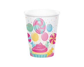 Candy Shop Paper Cups 8ct | Candy Shop Birthday Party | Candy Land Christmas Decor | Sweet Shoppe Birthday Favors | Two Sweet Shoppe