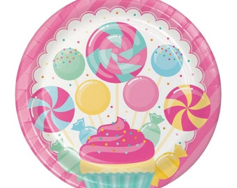 Candy Shop Lunch Plates 8ct | Candy Shop Birthday Party | Candy Land Christmas Decor | Two Sweet Shoppe Birthday | Girls Birthday Party