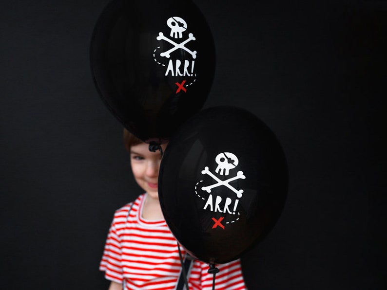 Pirate Party Balloons 6ct Pirate Birthday Party Pirate Party Decorations Treasure Island Ahoy It's a Boy Baby Shower Latex Balloon image 2