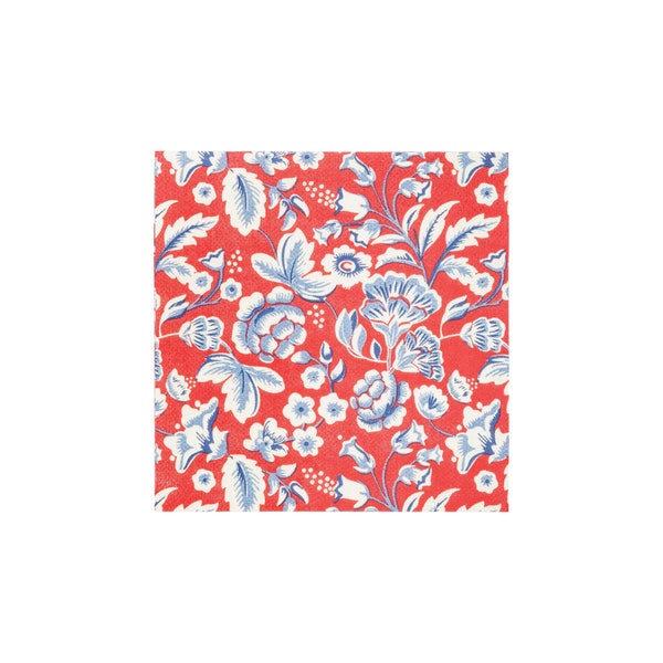 Hamptons Floral Dessert Napkins 24ct | 4th of July Party | Red White & Blue Patriotic Napkins | Hamptons Bachelorette | Floral Bridal Shower