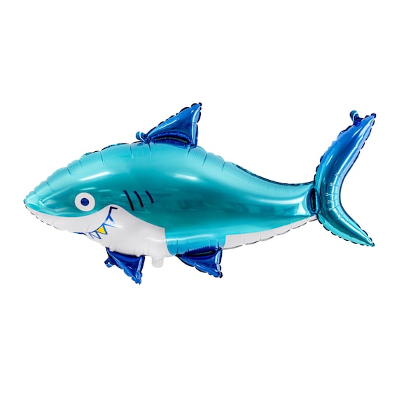 Giant Friendly Shark Foil Balloon 36in | Shark Week Decor | Jaws Party | Under The Sea Birthday Balloon | Ocean Decor | Shark Baby Shower Il_570xn