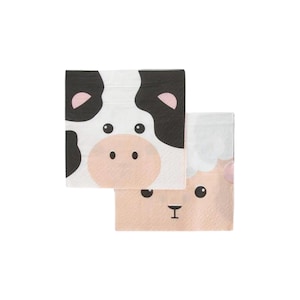 Barnyard Animals Sheep & Cow Dessert Napkins 20ct | Farm Birthday Party | Farm Party Decor | Farm Baby Shower | Farm Animals Birthday Decor