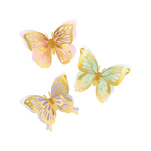 3D Butterfly Wall Cutouts 3ct | Butterfly Birthday Party | Little Butterfly Baby Shower | Pastel Butterfly Nursery Decor | Flutter on Over