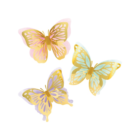 3D Butterfly Wall Cutouts 3ct | Butterfly Birthday Party | Little Butterfly Baby Shower | Pastel Butterfly Nursery Decor | Flutter on Over Il_570xn