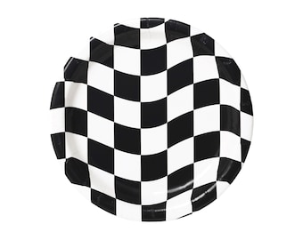 Classic Checkered Flag Dessert Plates 8ct – Race Car Birthday Party Decor