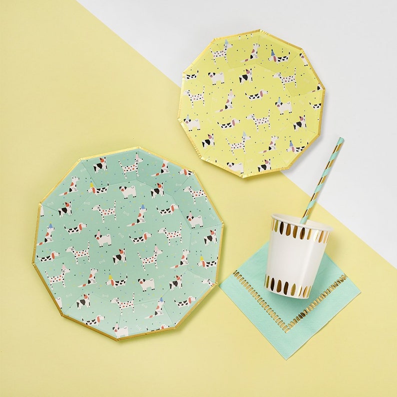Mint Green /& Gold Brushstroke Cocktail Napkins Baby Shower Bridal Shower Let/'s Pawty Pack of 25 Paper Napkins Mint Green Napkins