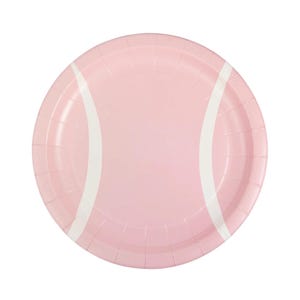 Pink Tennis Ball Dessert Plate 8ct | Tennis Birthday Party | Tennis Party Decorations | Girl Birthday Party | Game, Set, Match Party