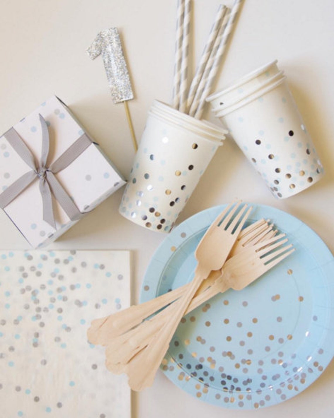 Blue & Silver Confetti Cupcake Boxes 3pk Boy Gender Reveal Etsy