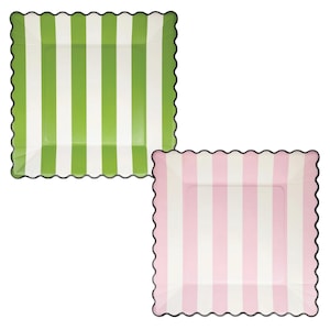 Green & Pink Striped Dinner Plates 8ct | Wicked Themed Halloween Party | Halloween Birthday | Good Witch Bad Witch | Halloween Party Decor